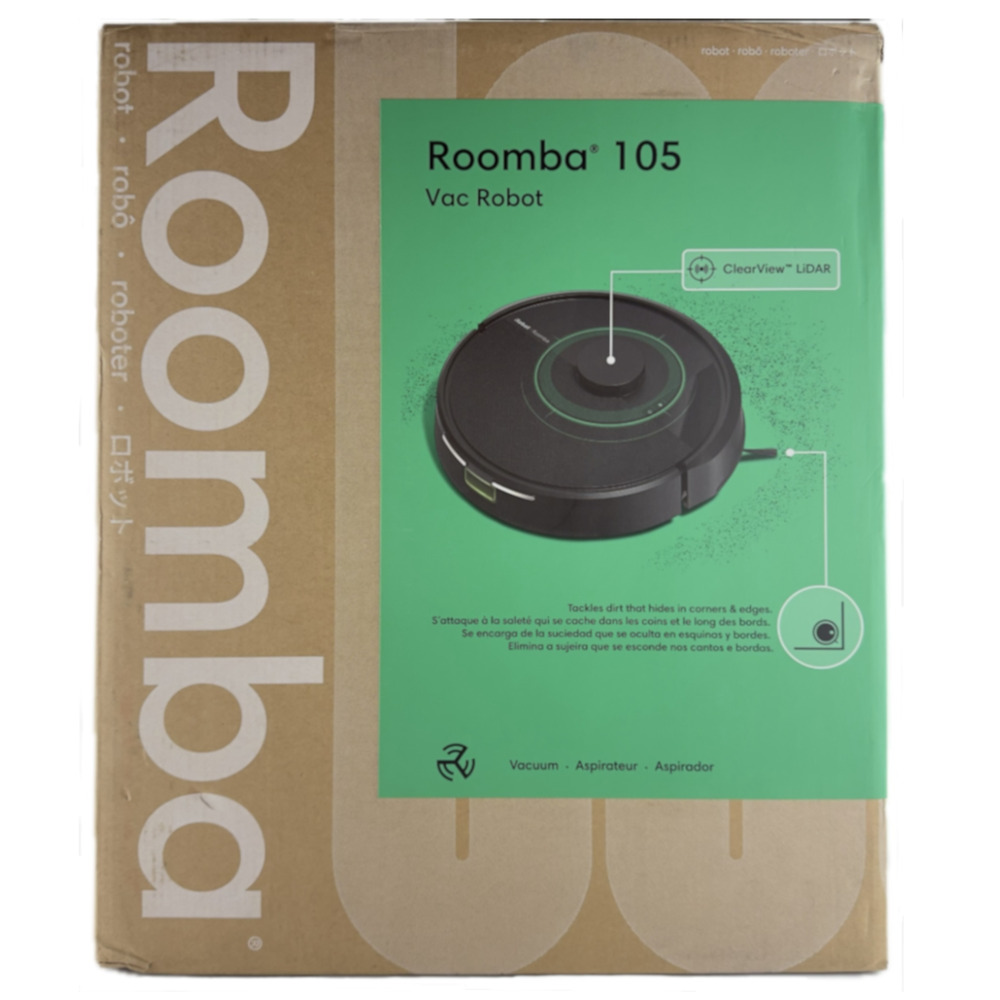 iRobot Roomba 105 Vac Robot Vacuum Q312020 LiDAR WiFi Self Charging Black New